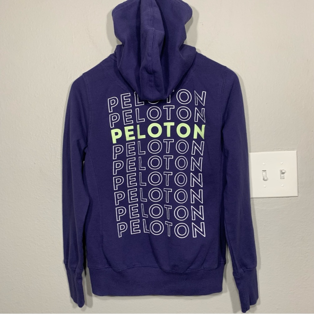 Peloton Spellout Purple Full Zip Hoodie Womens‎ Medium Athletic Gym Workout